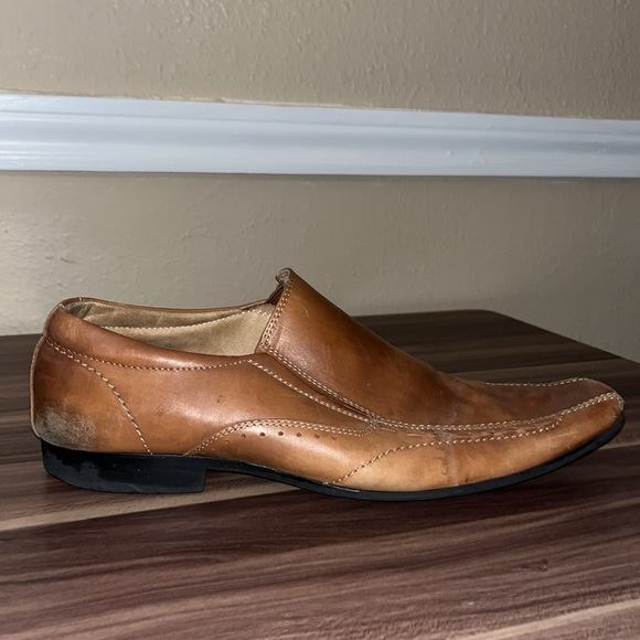 Men's Brown Leather Slip-On Shoes - Picture 3 of 12